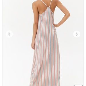 Crepe Multicolor Striped Racerback Maxi Dress